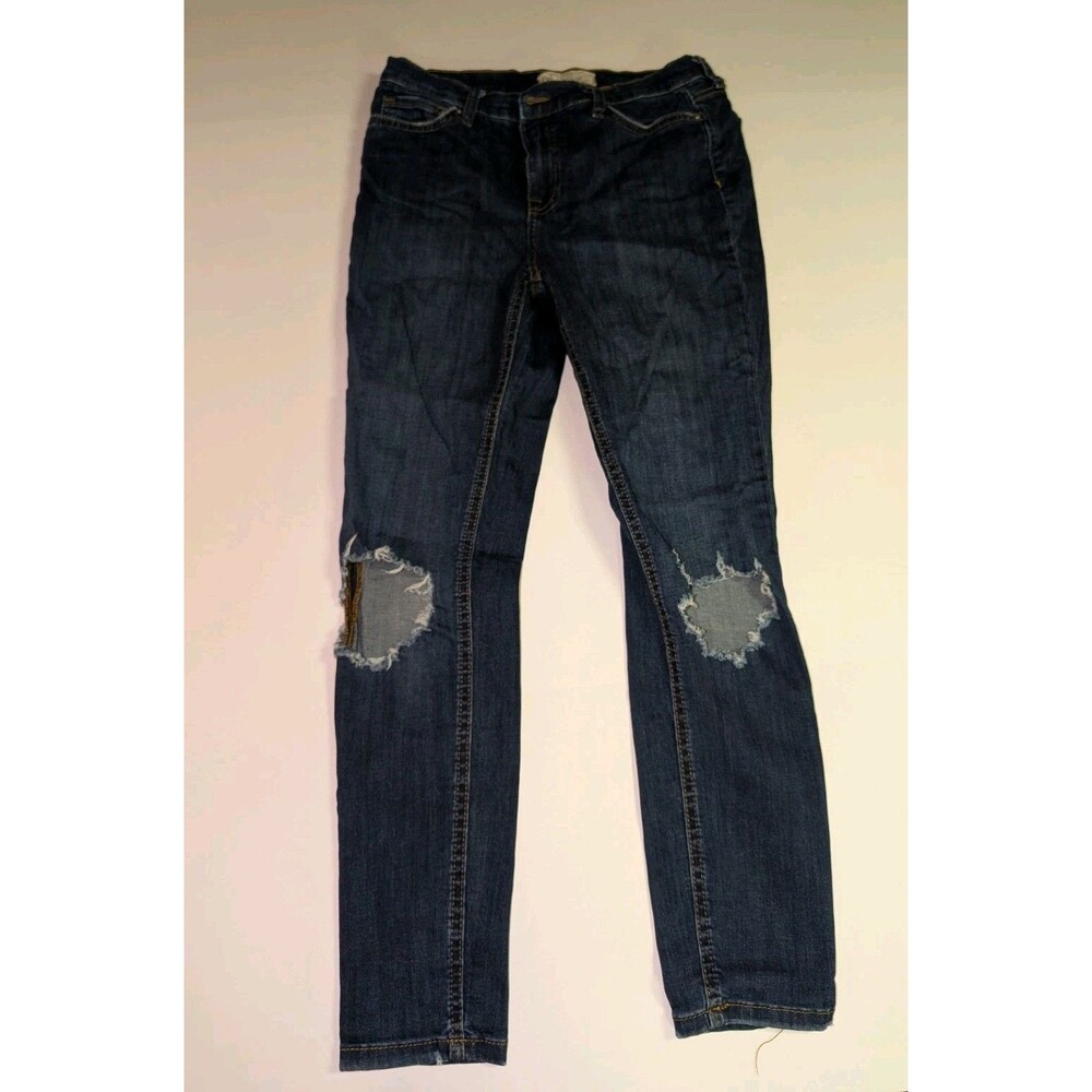 Free People High Rise Busted Knee Skinny Jeans Women's Size 29 Denim Blue Pants